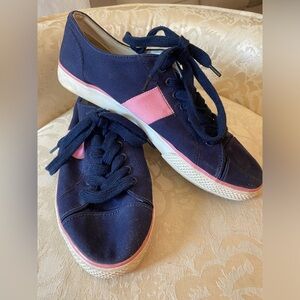 Womens Chaps Canvas Wren Lace Up Size 10B Shoes Nave Blue/Pink Beach Casual